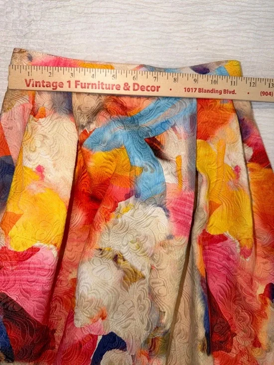 H&M Multicolor Abstract A-Line Skirt in Coral, Yellow & Blue - Picture 9 of 10